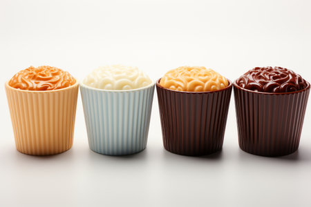 Baking Cups on white background. A high quality image making by generative ai.の素材