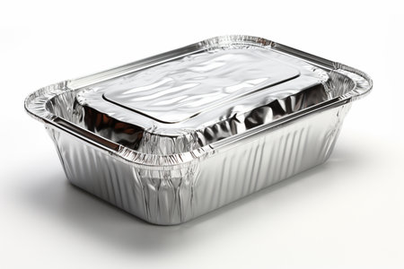 Aluminum Foil Containers on white background. A high quality image making by generative ai.の素材