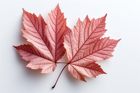 Paper Leaf on white background. A high quality image making by generative ai.の素材