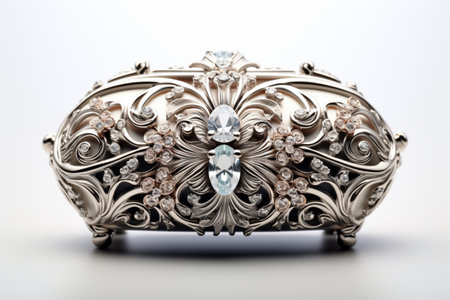 Silver Jewelry Box on white background. A high quality image making by generative ai.の素材