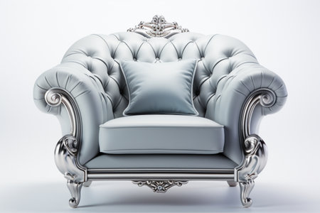 Silver Furniture on white background. A high quality image making by generative ai.の素材