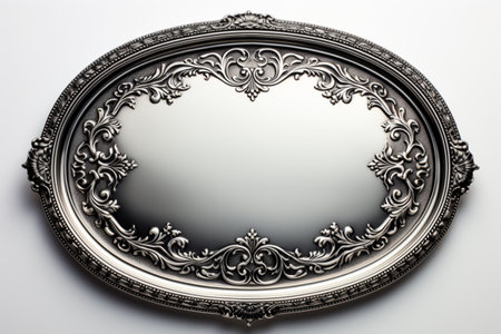 Silver Plated Tray on white background. A high quality image making by generative ai.の素材