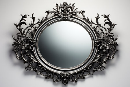 Etched Mirror on white background. A high quality image making by generative ai.の素材