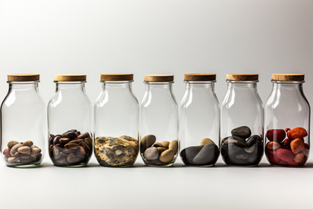 Borosilicate Jars on white background. A high quality image making by generative ai.の素材
