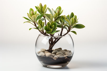 Glass Flower Pot on white background. A high quality image making by generative ai.の素材