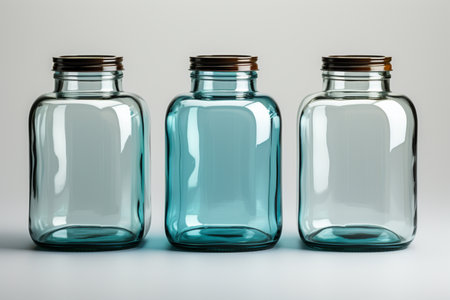 Glass Jars on white background. A high quality image making by generative ai.の素材