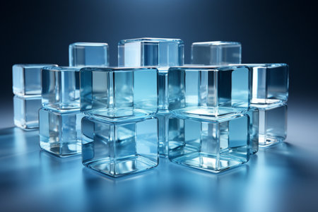 Glass Cubes on Black background. A high quality image making by generative ai.の素材