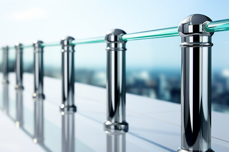 Aluminium Glass Railing on white background. A high quality image making by generative ai.の素材