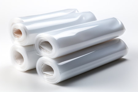 Biodegradable Plastic Film on white background. A high quality image making by generative ai.の素材