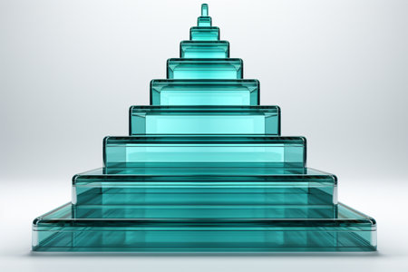 Glass Staircase on white background. A high quality image making by generative ai.の素材