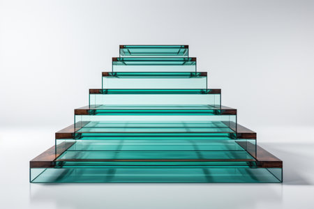 Glass Staircase on white background. A high quality image making by generative ai.の素材