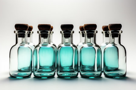 Homeopathic Plastic Bottles on white background. A high quality image making by generative ai.の素材