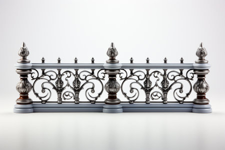 Railing Profile on white background. A high quality image making by generative ai.の素材