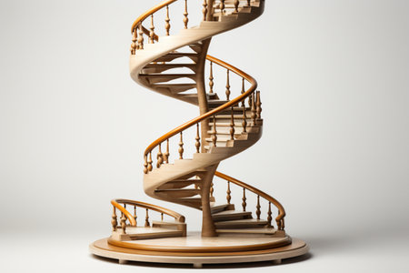 Spiral Stairs on white background. A high quality image making by generative ai.の素材