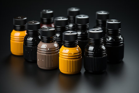 Spray Caps on Black background. A high quality image making by generative ai.の素材