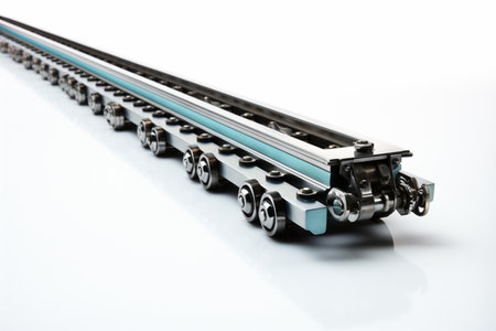 Steel Rail on white background. A high quality image making by generative ai.の素材