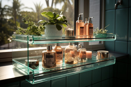 Acrylic Bathroom Rack. A high quality image making by generative ai.の素材