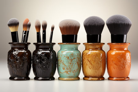 Brush Holders. on white background. A high quality image making by generative ai.の素材