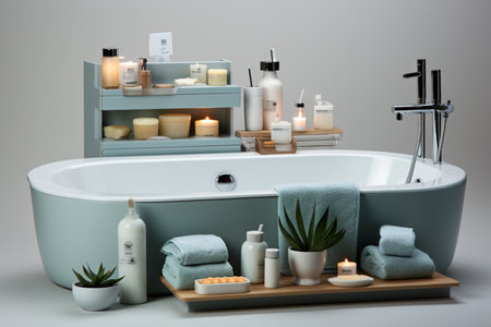 Plastic Bath Accessories. A high quality image making by generative ai.の素材