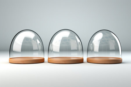 Polycarbonate Domes on white background. A high quality image making by generative ai.の素材