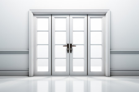 Swinging Doors on white background. A high quality image making by generative ai.の素材