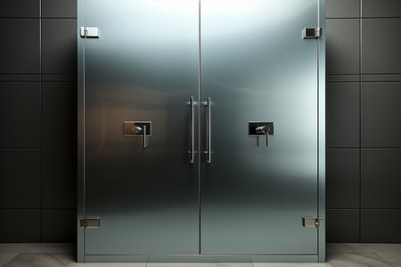 Stainless Steel Bathroom Cabinet. A high quality image making by generative ai.の素材