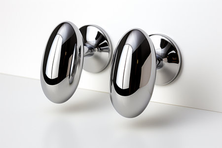 Stainless Steel Robe Hooks on white background. A high quality image making by generative ai.の素材