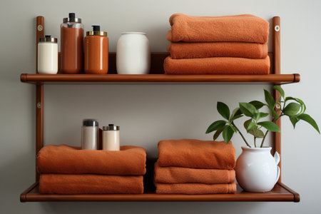 Towel Shelves. A high quality image making by generative ai.の素材