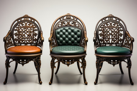 Cast Iron Chairs on white background. A high quality image making by generative ai.の素材