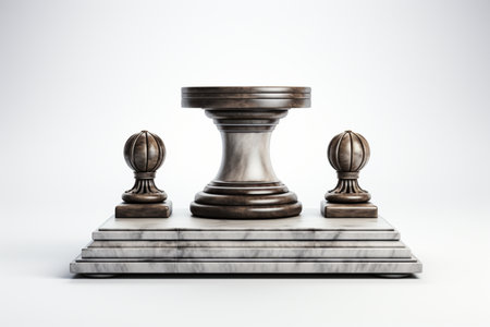 Metal Pedestal on white background. A high quality image making by generative ai.の素材