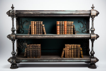 Iron Book Shelf. A high quality image making by generative ai.の素材