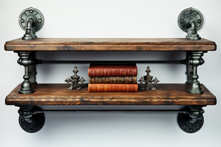 Iron Wall Shelf on white background. A high quality image making by generative ai.の素材