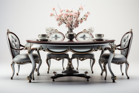 Silver Furniture on white background. A high quality image making by generative ai.の素材