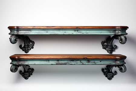 Iron Wall Shelf on white background. A high quality image making by generative ai.の素材
