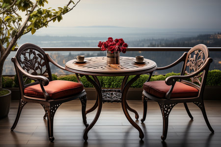 Wrought Iron Garden Furniture. A high quality image making by generative ai.の素材