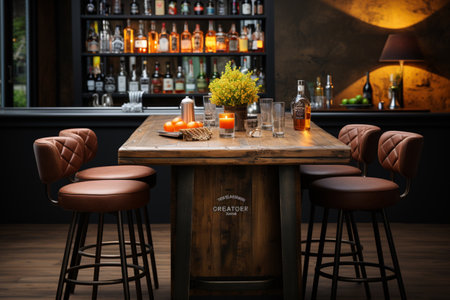 Bar Table. A high quality image making by generative ai.の素材