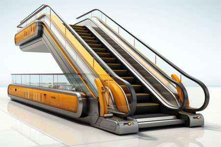 Escalator Maintenance Services on white background. A high quality image making by generative ai.の素材