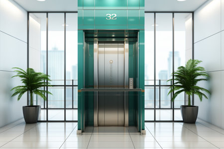 Manual Elevator on white background. A high quality image making by generative ai.の素材
