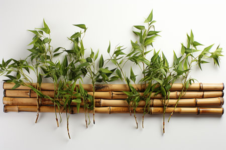 Bamboo Partition on white background. A high quality image making by generative ai.の素材