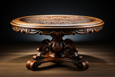 Carved Dining Table. A high quality image making by generative ai.の素材