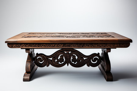 Carved Dining Table. A high quality image making by generative ai.の素材