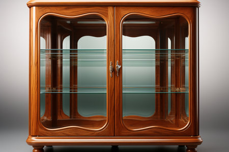 Wooden Display Cabinets. A high quality image making by generative ai.の素材