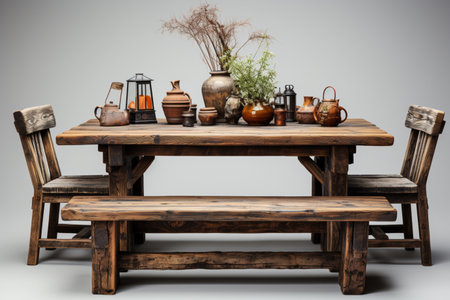 Rustic Furniture. A high quality image making by generative ai.の素材