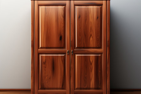Wooden Wardrobe on white background. A high quality image making by generative ai.の素材