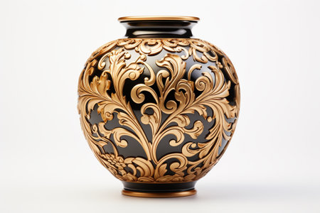 Brass Cremation Urn on white background. A high quality image making by generative ai.の素材