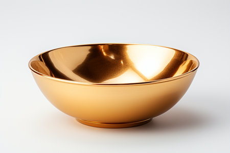 Gold Plated Bowl on white background. A high quality image making by generative ai.の素材