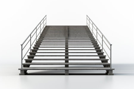 Steel Stairs on white background. A high quality image making by generative ai.の素材