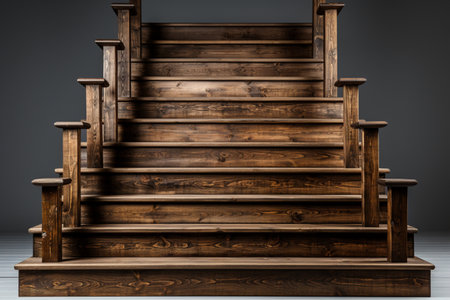 Wooden Stairs on Black background. A high quality image making by generative ai.の素材