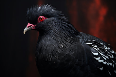 A black feather pigeon bird. A high quality image making by generative ai.の素材