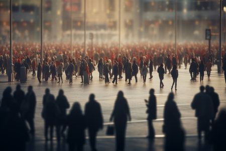 A blurred crowd of people. A high quality image making by generative ai.の素材
